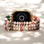 Coral Natural Stone Stretch Apple Watch Strap